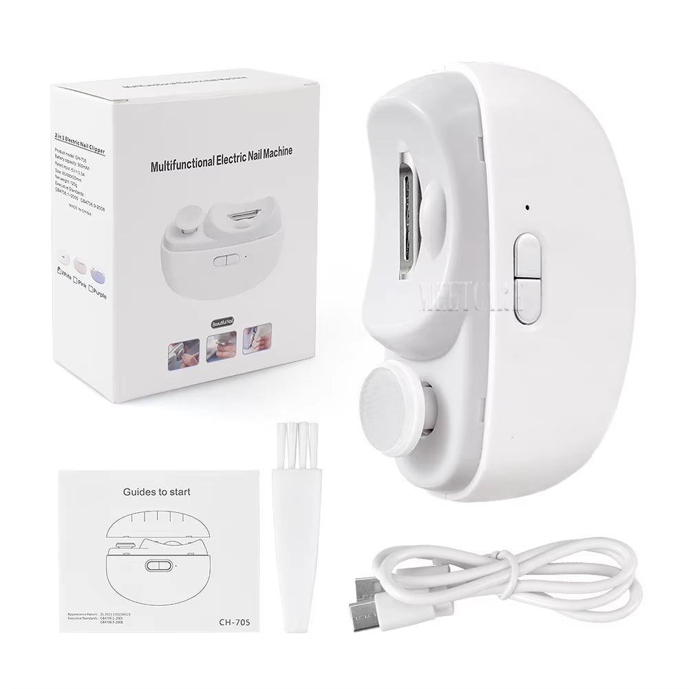 2-in-1 Cordless Nail Clipper, Grinder for Adults and Children, Nail Polish Remover