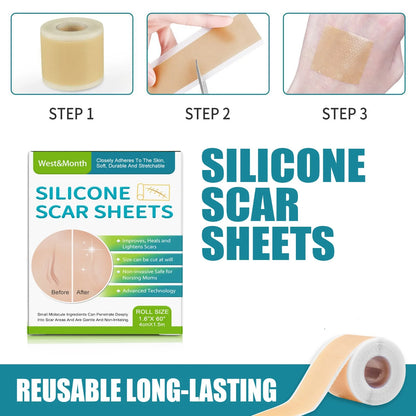 1 Rouleau De Feuilles De Cicatrice En Silicone, Bande De Couverture De Cicatrice Auto-Adhésive De 4Cm X 150Cm, Bandes De Soins De La Peau Réutilisables Et Efficaces