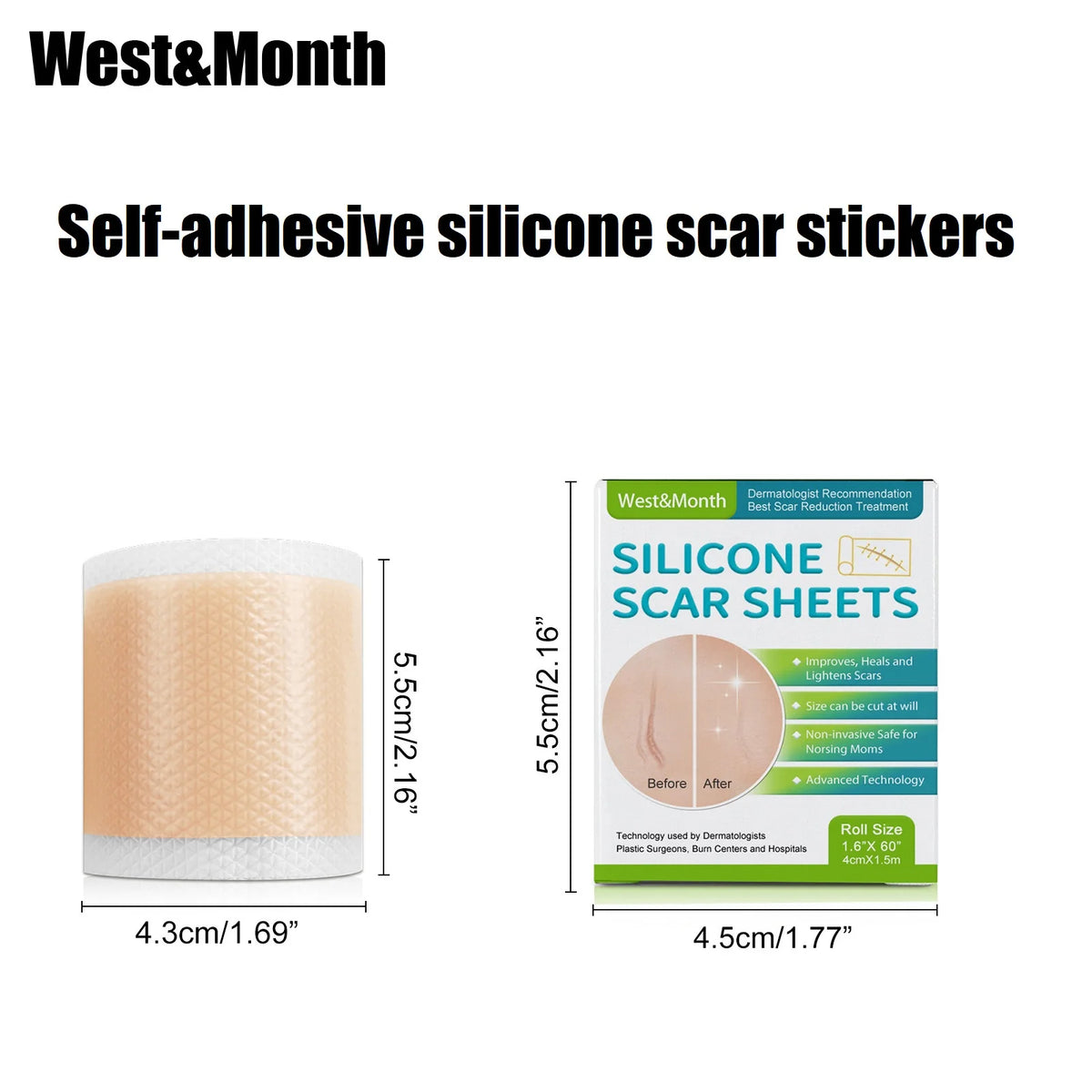 1 Rouleau De Feuilles De Cicatrice En Silicone, Bande De Couverture De Cicatrice Auto-Adhésive De 4Cm X 150Cm, Bandes De Soins De La Peau Réutilisables Et Efficaces