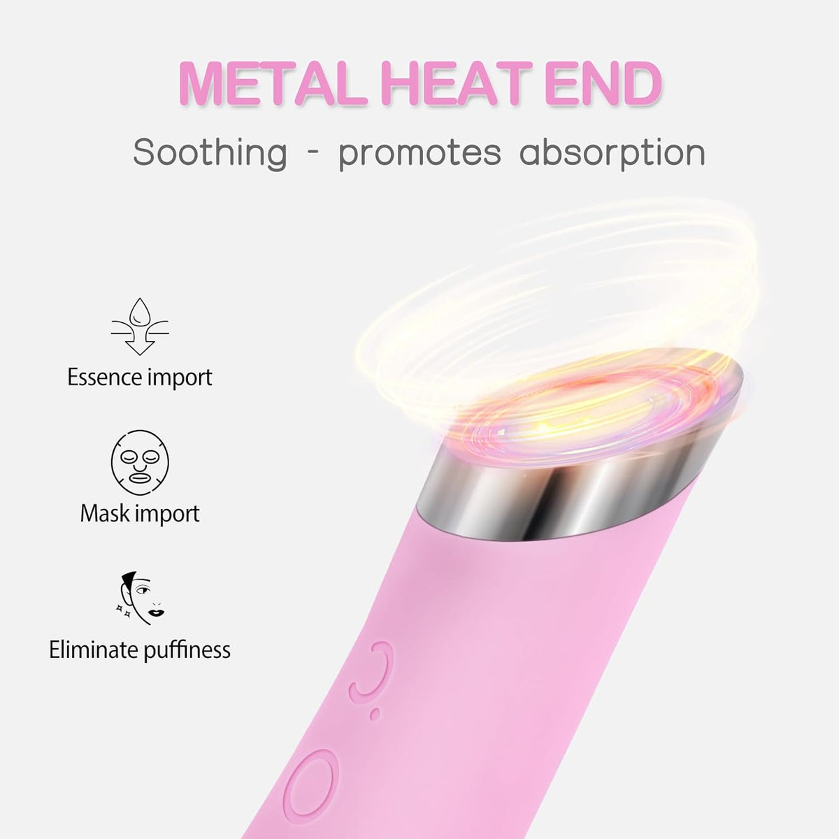 Facial Cleansing Brush, Rechargeable Silicone Face Scrubber with Heat Massage End