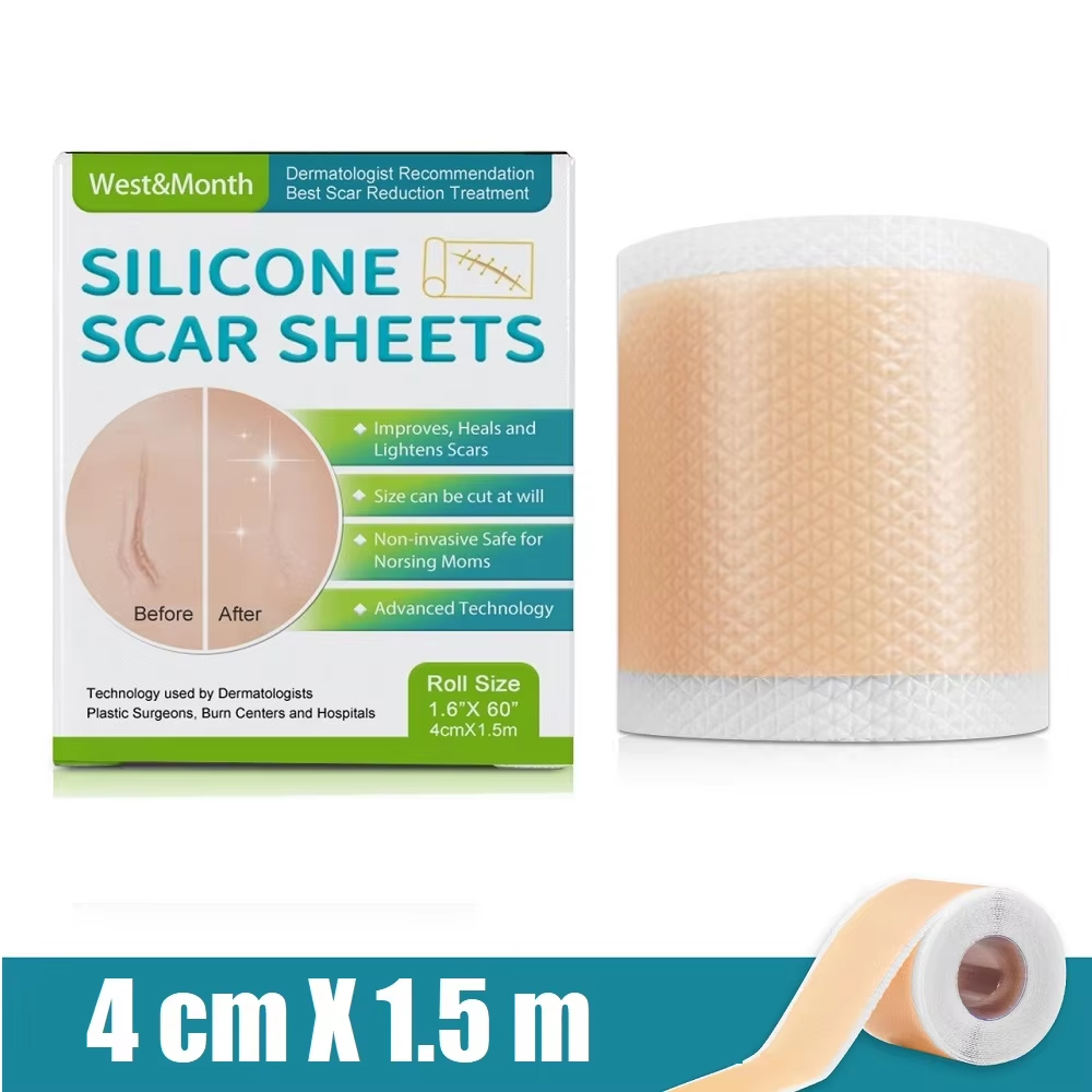 1 Rouleau De Feuilles De Cicatrice En Silicone, Bande De Couverture De Cicatrice Auto-Adhésive De 4Cm X 150Cm, Bandes De Soins De La Peau Réutilisables Et Efficaces