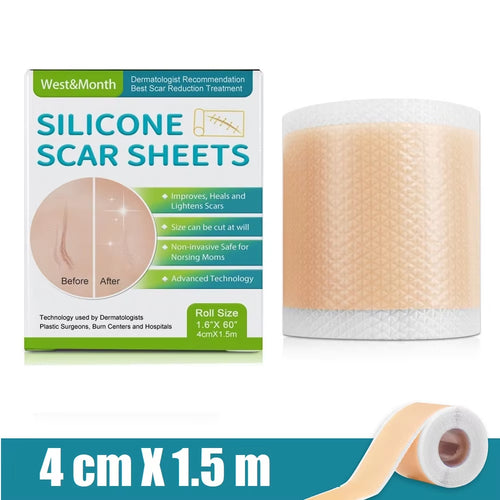 1 Rouleau De Feuilles De Cicatrice En Silicone, Bande De Couverture De Cicatrice Auto-Adhésive De 4Cm X 150Cm, Bandes De Soins De La Peau Réutilisables Et Efficaces