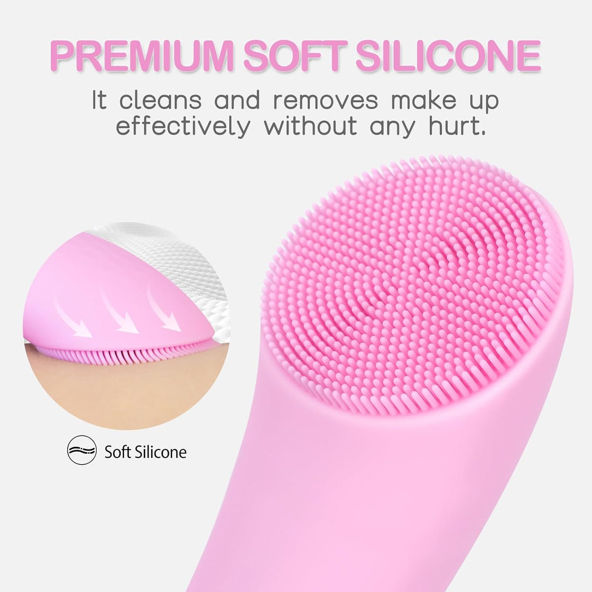 Facial Cleansing Brush, Rechargeable Silicone Face Scrubber with Heat Massage End